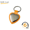 Metal and Leather Tag keychain with Steaching (Y02099)